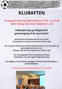 Invitation til klubaften med obligatorisk gennemgang af nyt lovstof