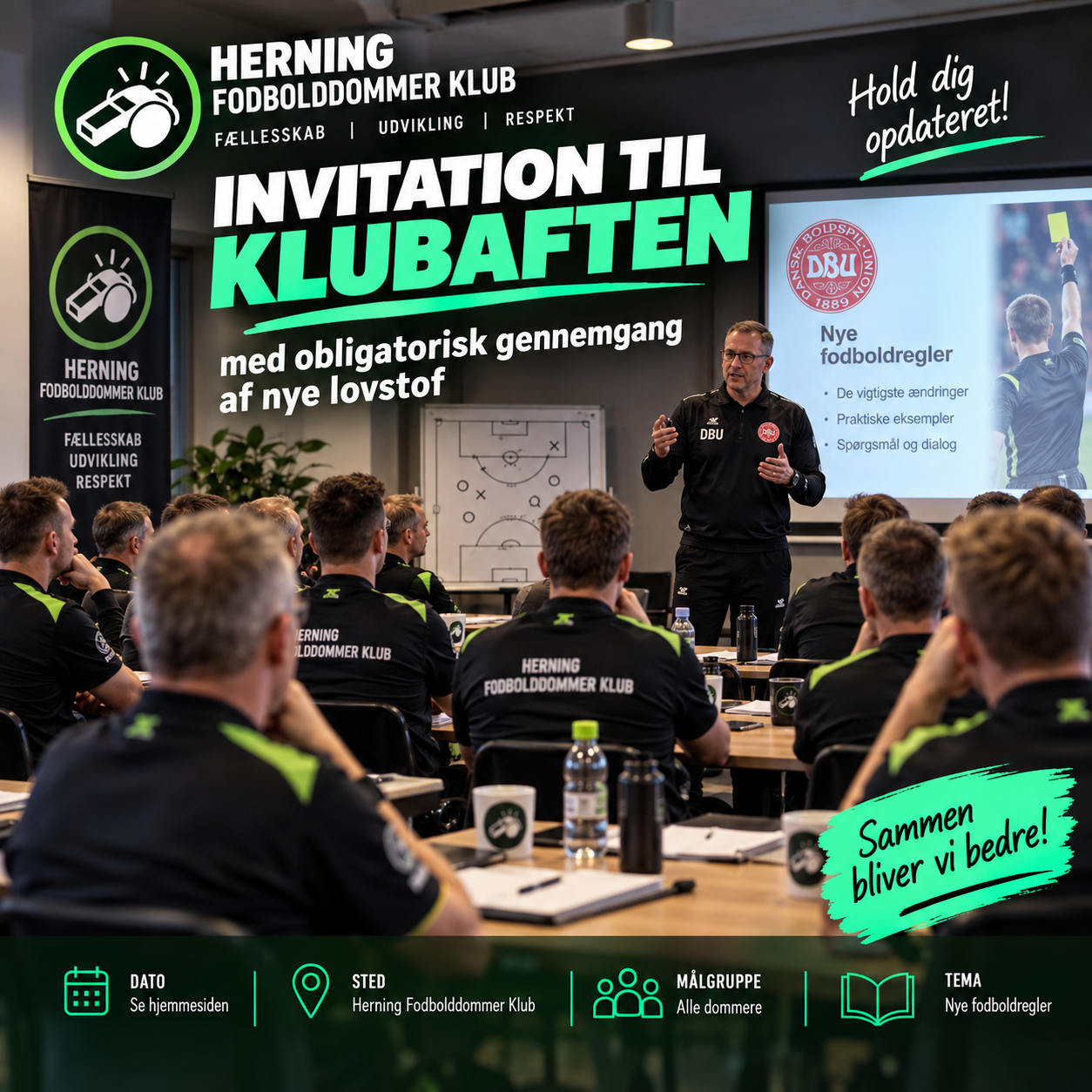 Invitation til KLUBAFTEN med obligatorisk gennemgang af nye lovstof