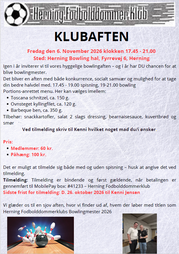 Invitation til bowlingmesterskabet 2026