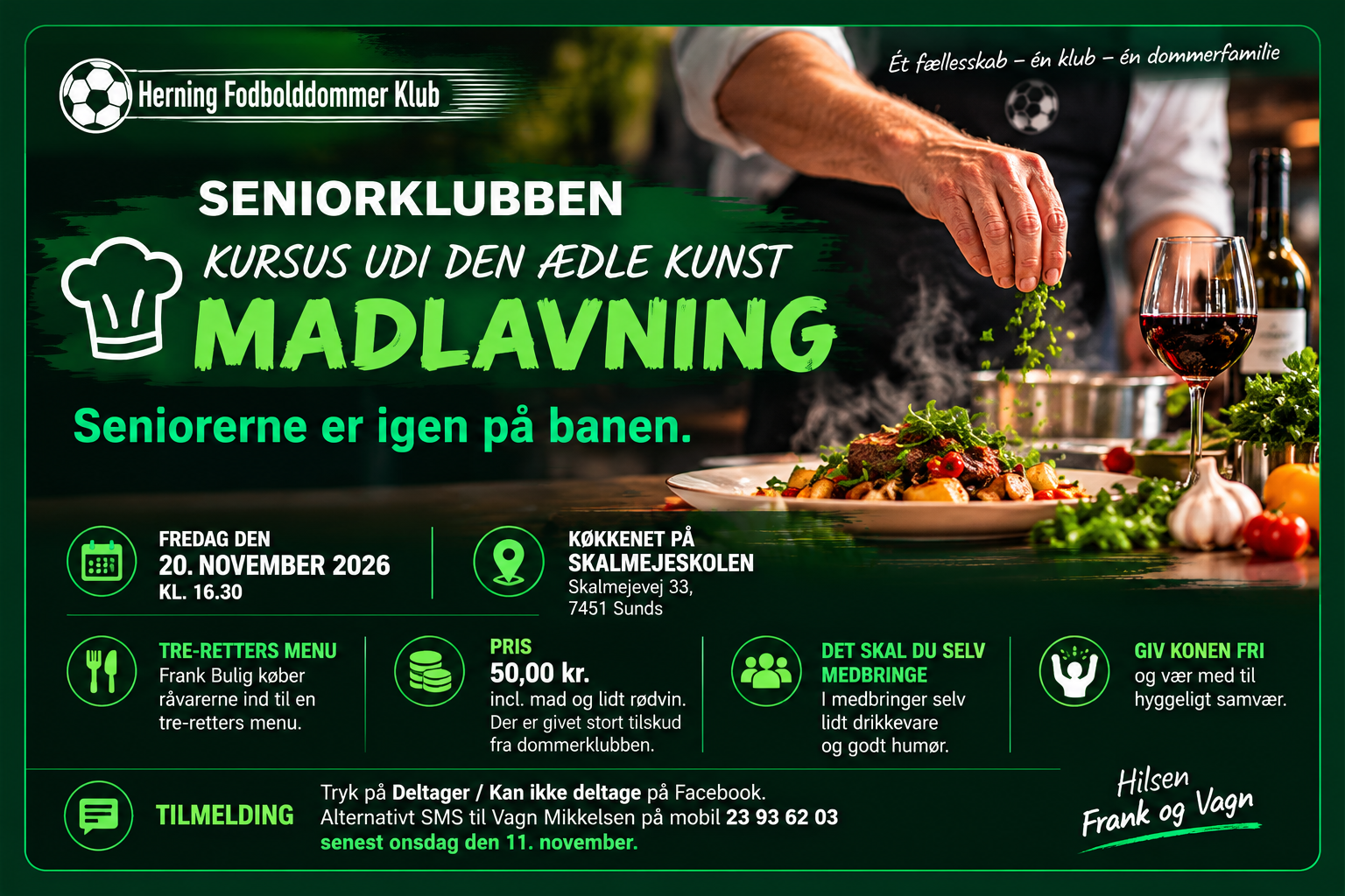 Seniorklubben inviterer til fælles madlavning